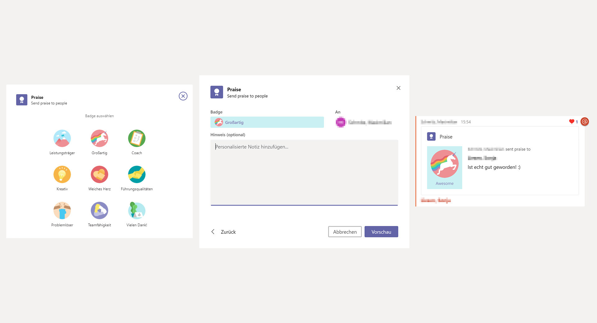Microsoft Teams: Lob-Badges/Praise