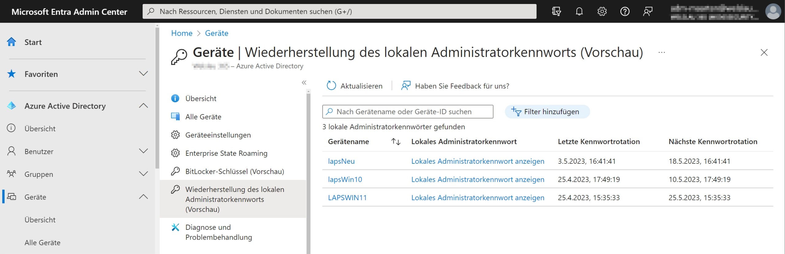 Windows LAPS: Verwaltung der Passwörter im Azure Active Directory